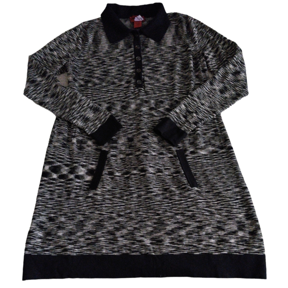 Missoni For Target Large Grey Black Long Sleeve Polo Shirt Dress